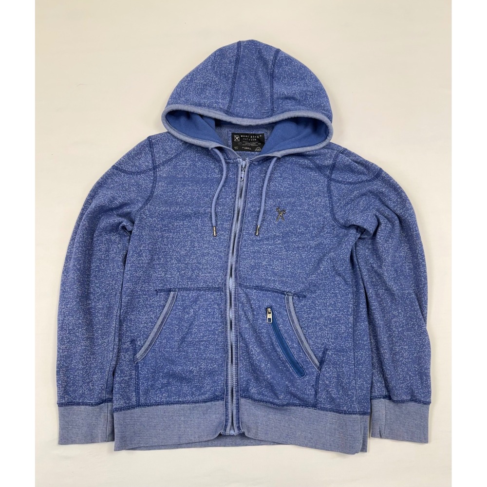 Marc Ecko Cut‎ & Sew Mens Small Blue Heathered Full Zip Up Hoodie Jacket